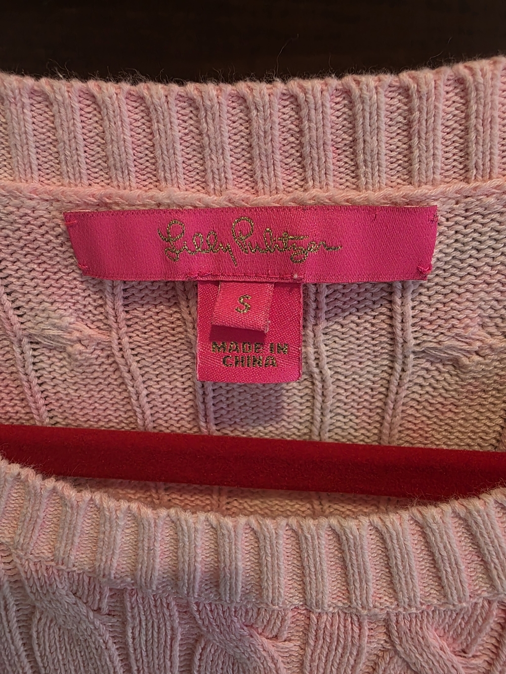 Lilly Pulitzer Women's Pink Cable Knit Crewneck Sweater - Picture 3 of 5